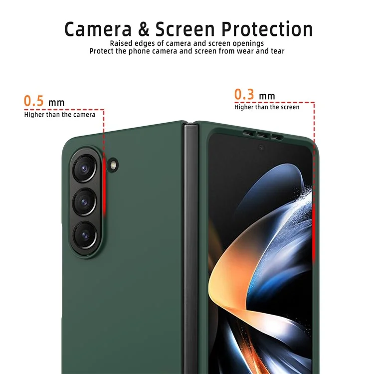 Per Samsung Galaxy Z Fold5 5G Slim PC Phone Case Rubberized Anti-Scratch Shockproof Cover - Black