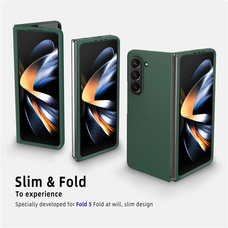 Per Samsung Galaxy Z Fold5 5G Slim PC Phone Case Rubberized Anti-Scratch Shockproof Cover - Black