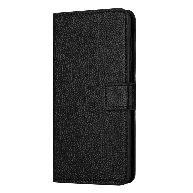 Étui portefeuille pour iPhone 15 Plus avec texture litchi, Étui de protection en cuir PU avec support - Noir