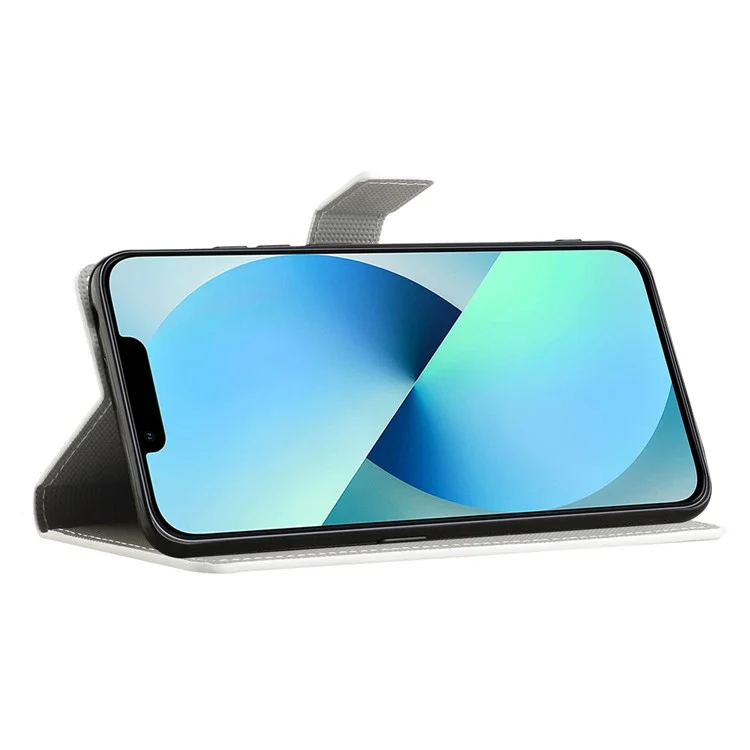 Für iPhone 15 Plus Folio Wallet Case PU Leder Musterbedruckung Ständer Telefonabdeckung - Schwarz / Schmetterlinge