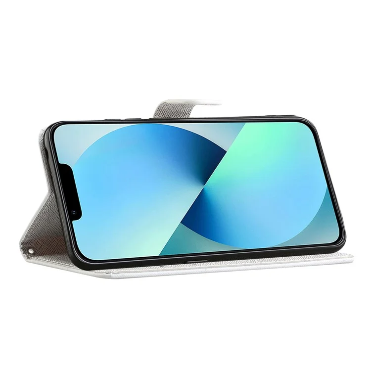 For iPhone 15 Flip Leather Wallet Case 3D Pattern Printing Stand Phone Cover - Flower and Butterfly