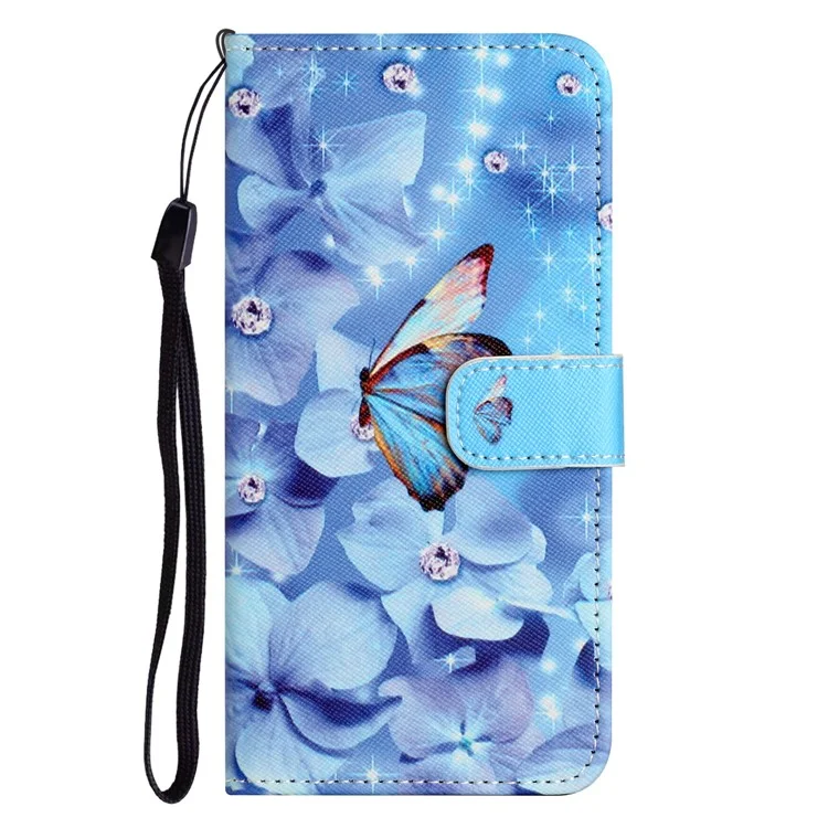 For iPhone 15 Flip Leather Wallet Case 3D Pattern Printing Stand Phone Cover - Flower and Butterfly