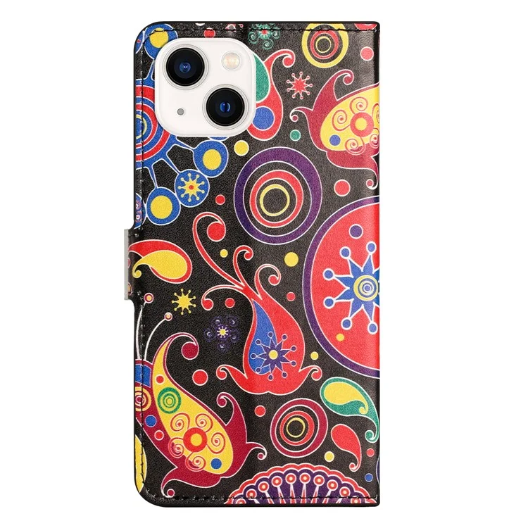 For iPhone 15 Pattern Printing Flip Case PU Leather Stand Wallet Phone Cover - Jelly Fish