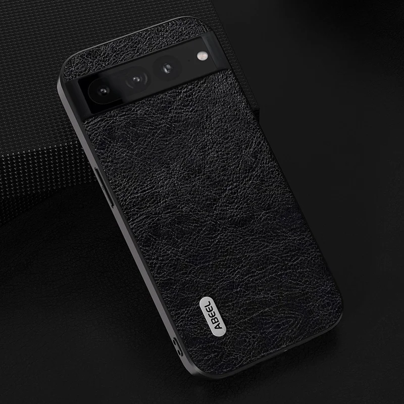 ABEEL For Google Pixel 8 Pro Shockproof Case Litchi Texture Retro PU Leather Coated TPU+PC Phone Cover - Black
