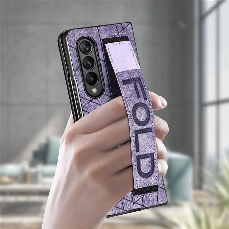 Telescopic Wristband Phone Cover for Samsung Galaxy Z Fold5 5G , PU Leather+PC Phone Case with Pen Slot - Blue