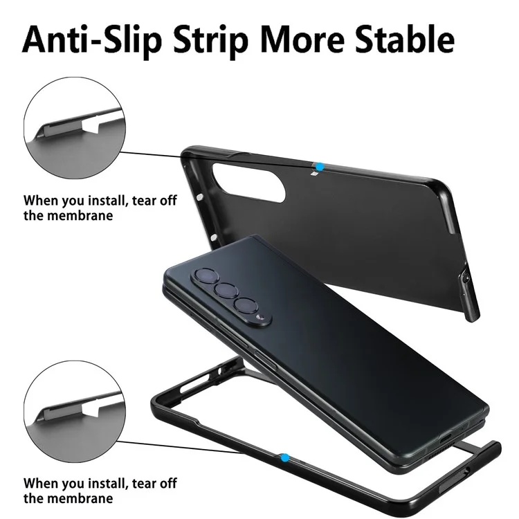 Telescopic Wristband Phone Cover for Samsung Galaxy Z Fold5 5G , PU Leather+PC Phone Case with Pen Slot - Blue