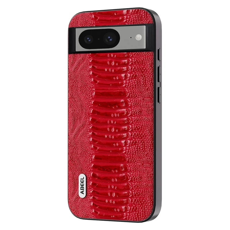 ABEEL Crocodile Texture Anti-drop Cover for Google Pixel 8 , Genuine Cow Leather+PC+TPU Phone Case - Red