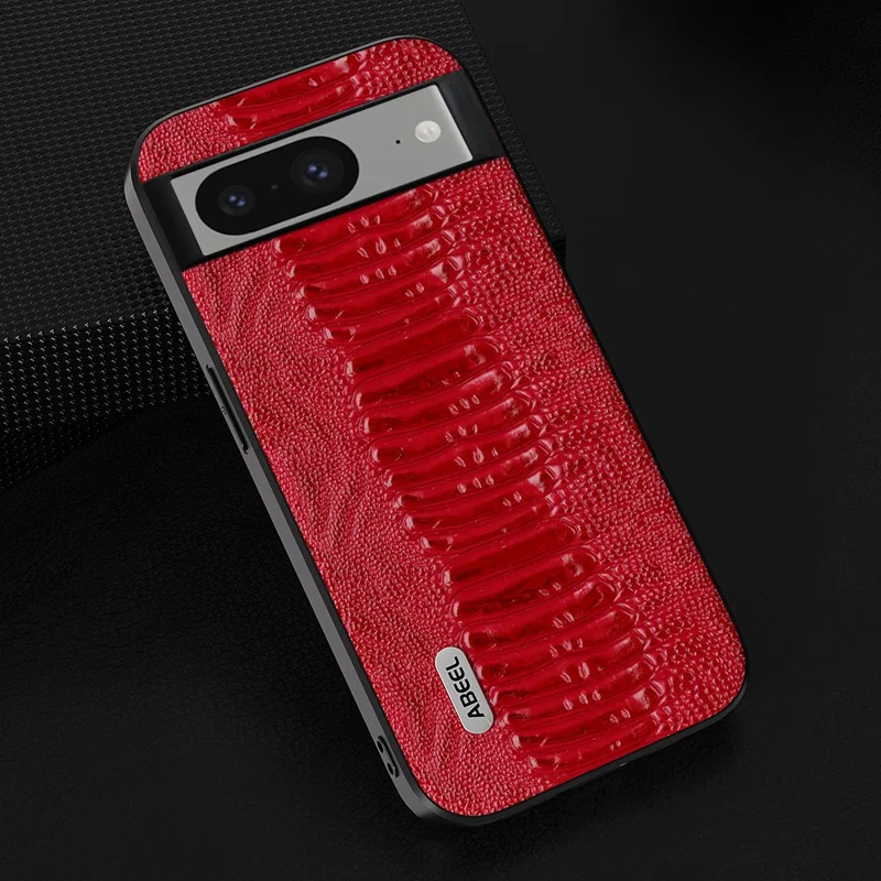 ABEEL Crocodile Texture Anti-drop Cover for Google Pixel 8 , Genuine Cow Leather+PC+TPU Phone Case - Red