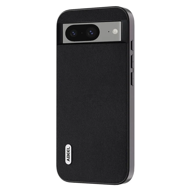 ABEEL для Google Pixel 8 Nappa Texture Mobile Case Genuine Cow Leather+PC+TPU Cover - Black