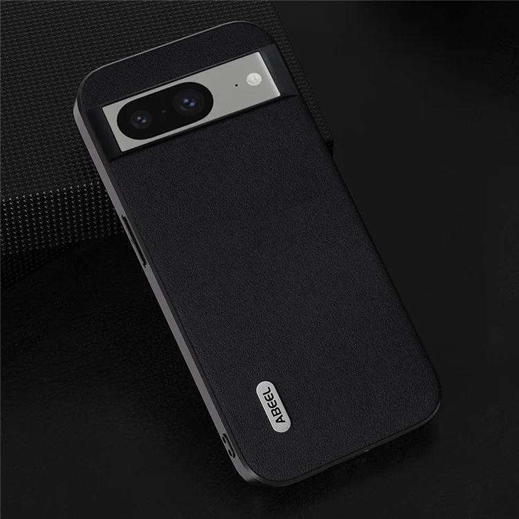 ABEEL для Google Pixel 8 Nappa Texture Mobile Case Genuine Cow Leather+PC+TPU Cover - Black