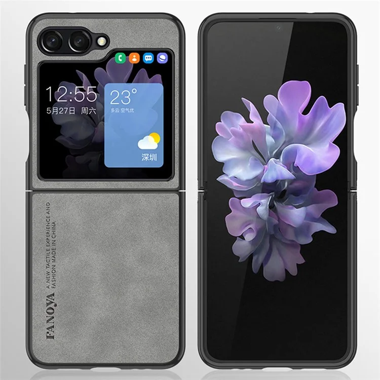 Pour Samsung Galaxy Z Flip5 5G Skin-Touch Feeling Cell Phone Case Anti-Scratch PU Leather+PC Phone Cover - Black