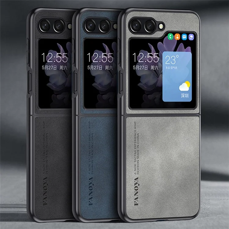 Pour Samsung Galaxy Z Flip5 5G Skin-Touch Feeling Cell Phone Case Anti-Scratch PU Leather+PC Phone Cover - Black