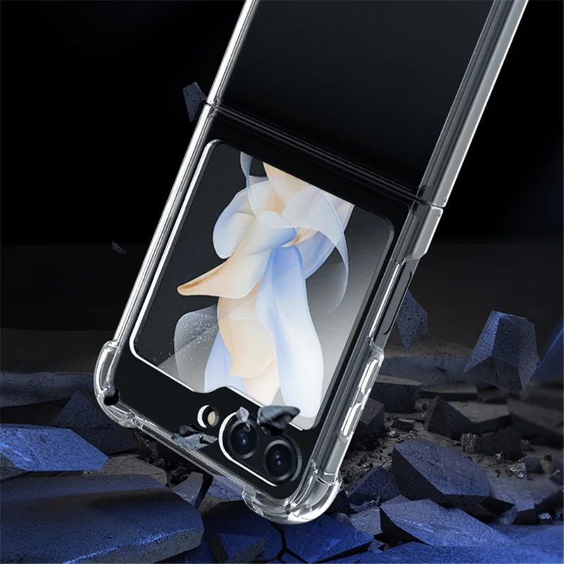 Bulk Buy Clear PC+TPU Phone Case for Samsung Galaxy Z Flip5 5G , Airbag Cushion Shockproof Phone Cover