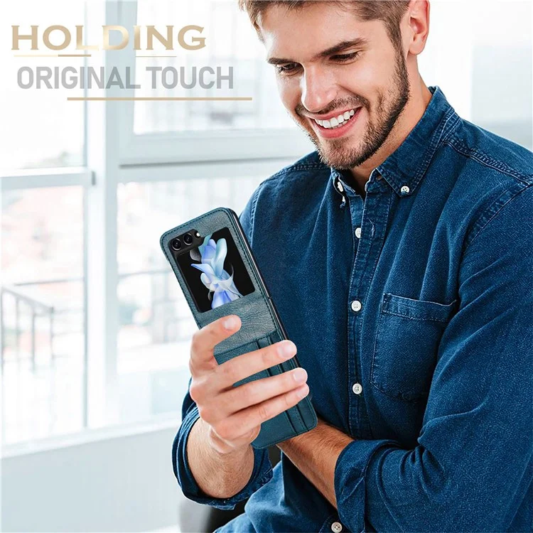 For Samsung Galaxy Z Flip5 5G Wallet Design Phone Case PU Leather+PC Cell Phone Cover - Black