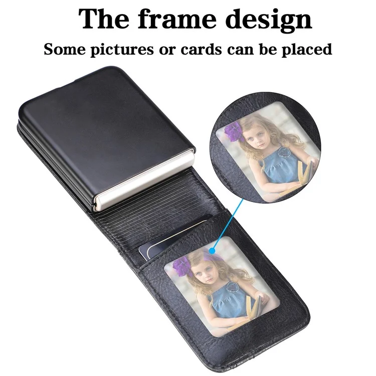For Samsung Galaxy Z Flip5 5G Wallet Design Phone Case PU Leather+PC Cell Phone Cover - Black