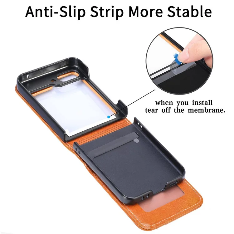 For Samsung Galaxy Z Flip5 5G Wallet Design Phone Case PU Leather+PC Cell Phone Cover - Black