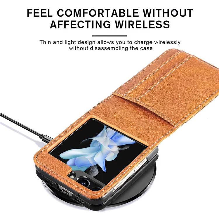 For Samsung Galaxy Z Flip5 5G Wallet Design Phone Case PU Leather+PC Cell Phone Cover - Black