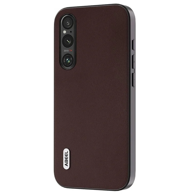 ABEEL Nappa Textur Handyhülle für Sony Xperia 1 IV 5G Echtes Rindsleder+PC+TPU Cover - Kaffee 
