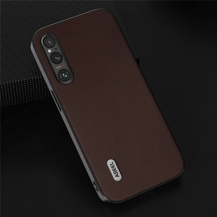 ABEEL Nappa Textur Handyhülle für Sony Xperia 1 IV 5G Echtes Rindsleder+PC+TPU Cover - Kaffee 
