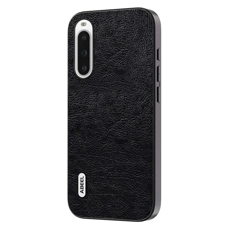 ABEEL For Sony Xperia 10 V Retro Phone Case Litchi Texture PU Leather Coated TPU+PC Anti-drop Cover - Black