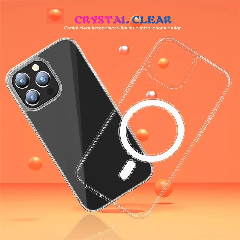 Для iPhone 15 Pro Совместимый с MagSafe Ударостойкий чехол из TPU+PC Прозрачная крышка для телефона