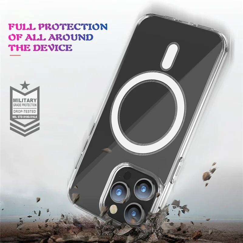 Для iPhone 15 Pro Совместимый с MagSafe Ударостойкий чехол из TPU+PC Прозрачная крышка для телефона