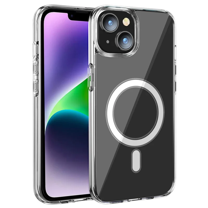 For iPhone 15 Plus Clear Phone Cover Compatible with MagSafe Drop Resistant TPU+PC Case