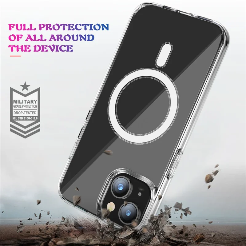 For iPhone 15 Plus Clear Phone Cover Compatible with MagSafe Drop Resistant TPU+PC Case