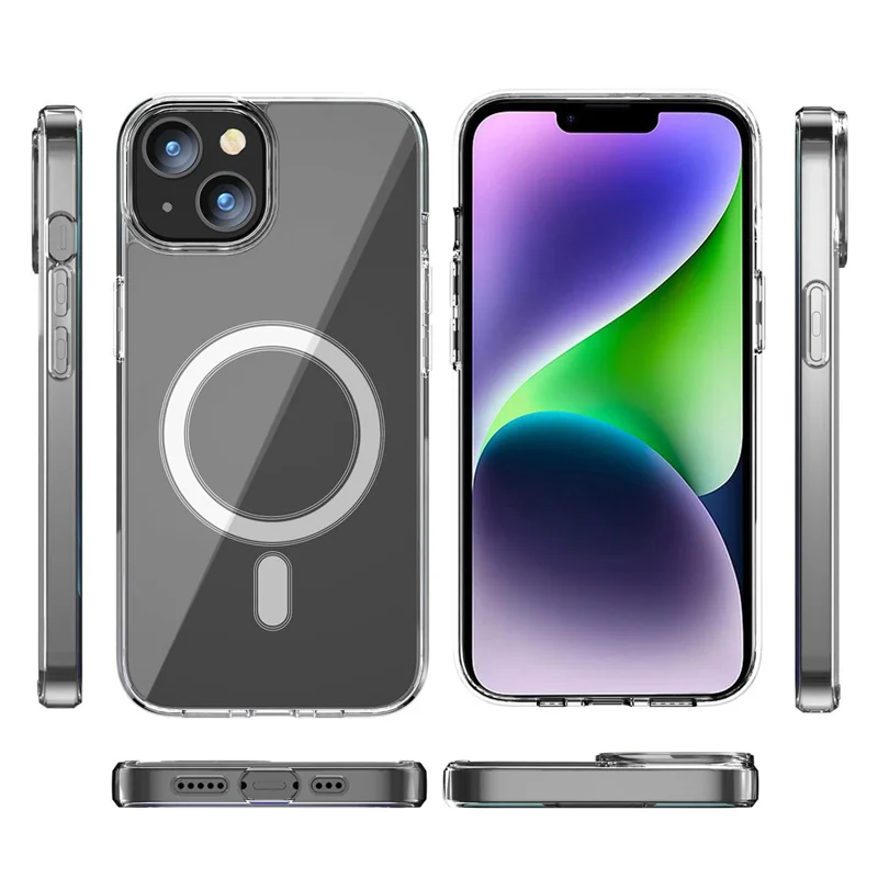 For iPhone 15 Plus Clear Phone Cover Compatible with MagSafe Drop Resistant TPU+PC Case