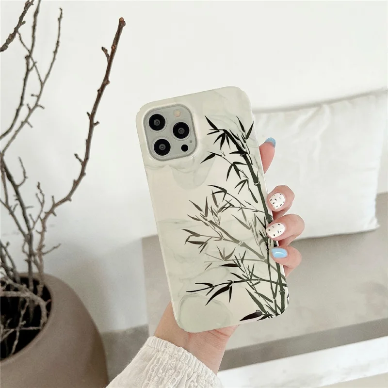 For iPhone 14 Pro Max Hard PC Phone Cover Pattern Printing Glossy Protective Case - Bamboo Ink Painting