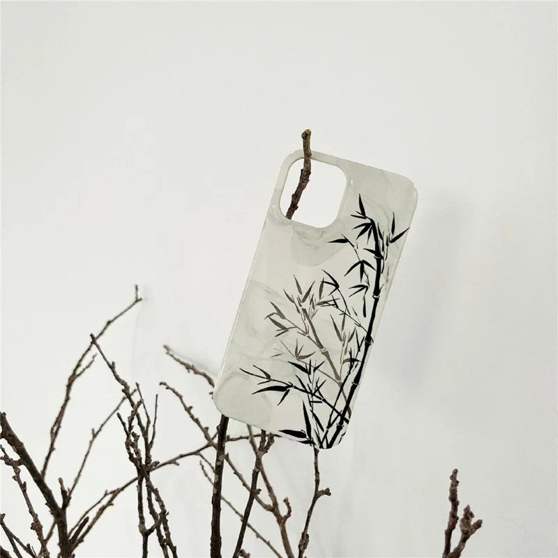 For iPhone 14 Pro Max Hard PC Phone Cover Pattern Printing Glossy Protective Case - Bamboo Ink Painting