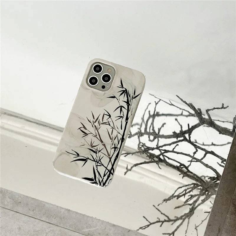 For iPhone 14 Pro Max Hard PC Phone Cover Pattern Printing Glossy Protective Case - Bamboo Ink Painting
