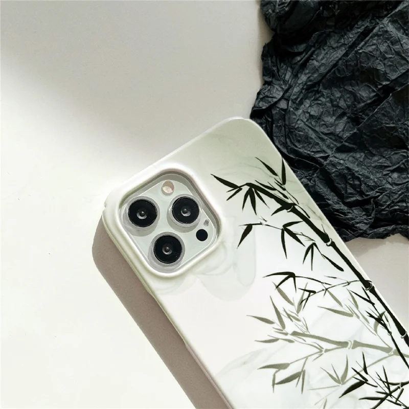 For iPhone 14 Pro Max Hard PC Phone Cover Pattern Printing Glossy Protective Case - Bamboo Ink Painting