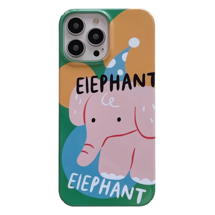 Für iPhone 12 Pro Max 6,7 Zoll Hartschalen-Telefongehäuse mit Musterbedruckung, schützendes glänzendes Telefongehäuse - Elefant