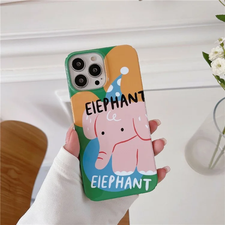 Für iPhone 12 Pro Max 6,7 Zoll Hartschalen-Telefongehäuse mit Musterbedruckung, schützendes glänzendes Telefongehäuse - Elefant