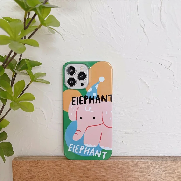 Für iPhone 12 Pro Max 6,7 Zoll Hartschalen-Telefongehäuse mit Musterbedruckung, schützendes glänzendes Telefongehäuse - Elefant