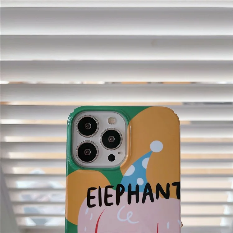 Für iPhone 12 Pro Max 6,7 Zoll Hartschalen-Telefongehäuse mit Musterbedruckung, schützendes glänzendes Telefongehäuse - Elefant