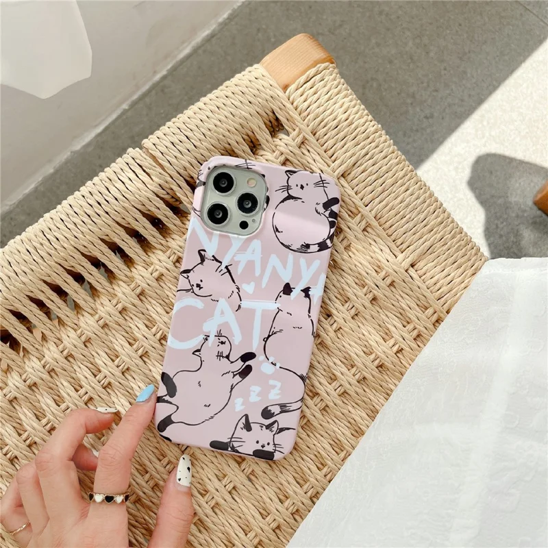 Hard PC Phone Case for iPhone 13 Pro 6.1 inch Pattern Printing Glossy Shockproof Phone Cover - Cat