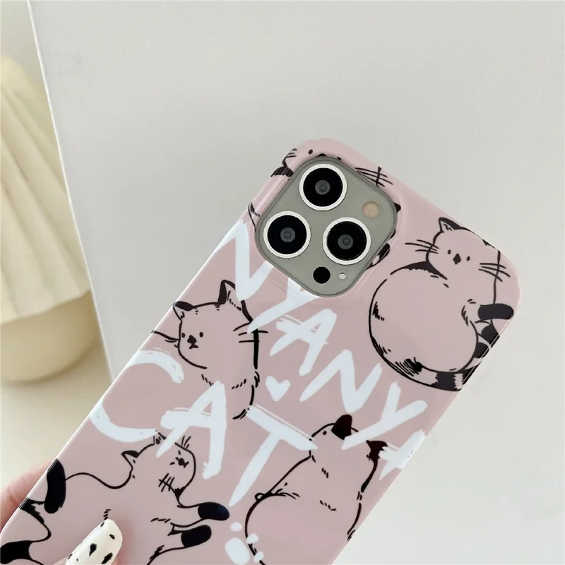 Hard PC Phone Case for iPhone 13 Pro 6.1 inch Pattern Printing Glossy Shockproof Phone Cover - Cat
