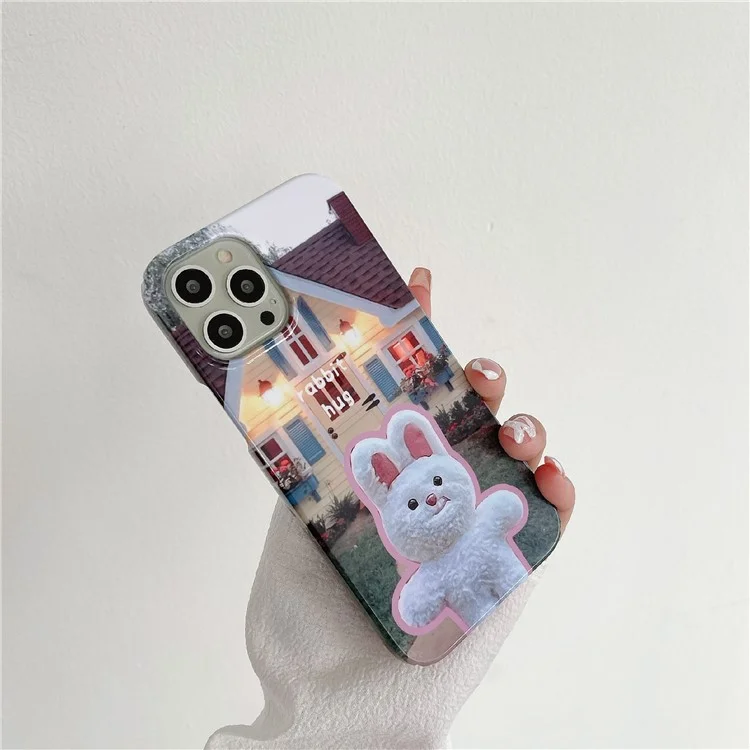 Shockproof Shell for iPhone 13 Pro Max 6.7 inch Hard PC Case Pattern Printing Anti-Scratch Glossy Phone Cover - Rabbit Hug