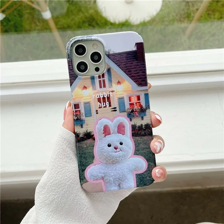 Shockproof Shell for iPhone 13 Pro Max 6.7 inch Hard PC Case Pattern Printing Anti-Scratch Glossy Phone Cover - Rabbit Hug