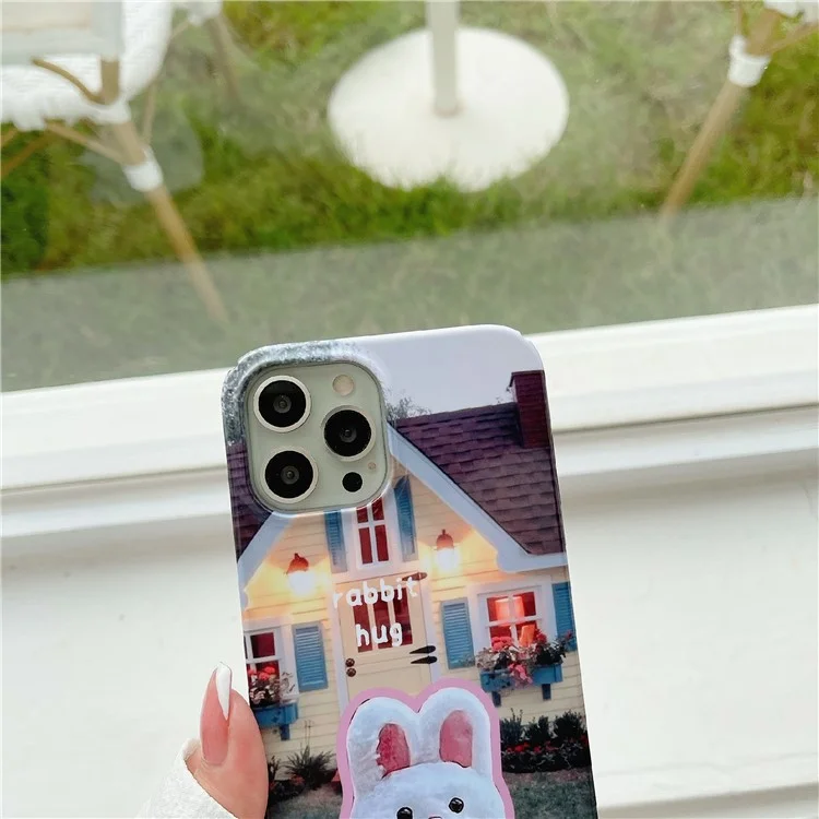 Shockproof Shell for iPhone 13 Pro Max 6.7 inch Hard PC Case Pattern Printing Anti-Scratch Glossy Phone Cover - Rabbit Hug