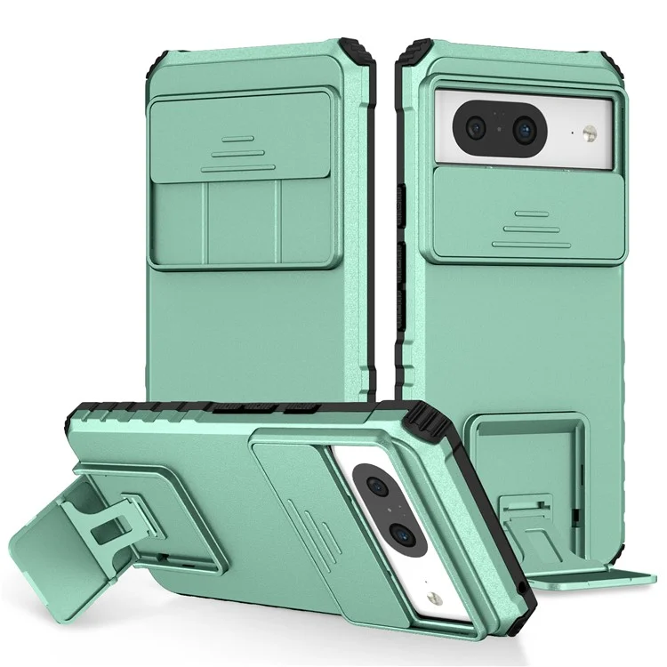 Funda de Soporte para Google Pixel 8 de PC + Protector Antideslizante de Teléfono de TPU con Cubierta de Cámara Deslizante - Azul Bebé