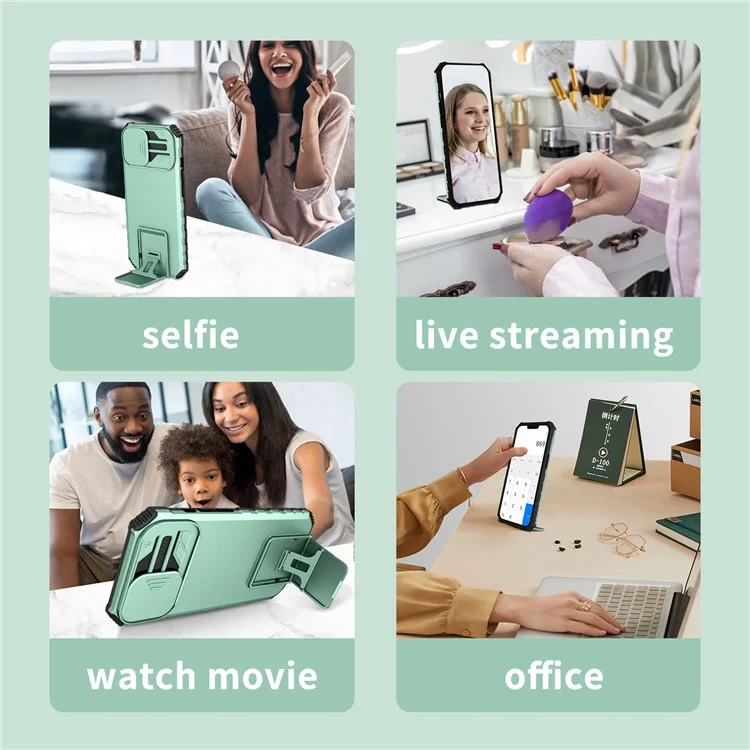 Funda de Soporte para Google Pixel 8 de PC + Protector Antideslizante de Teléfono de TPU con Cubierta de Cámara Deslizante - Azul Bebé