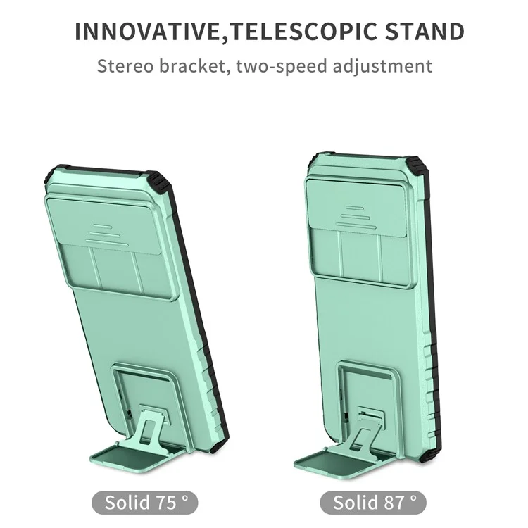 Funda de Soporte para Google Pixel 8 de PC + Protector Antideslizante de Teléfono de TPU con Cubierta de Cámara Deslizante - Azul Bebé