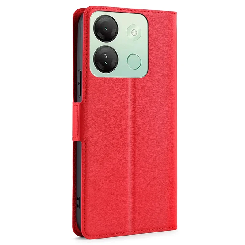 Stand Phone Cover for Infinix Smart 7 HD 4G PU Leather Card Holder Anti-Drop Case - Red