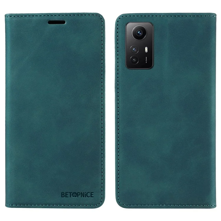 BETOPNICE 003 Stand Cover pour Xiaomi Redmi Note 12S 4G Étui Portefeuille en Cuir Bloquant RFID - Vert