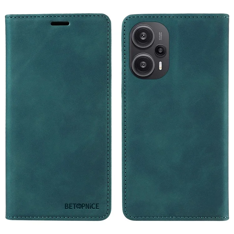 BETOPNICE 003 RFID Blocking Shell per Xiaomi Redmi Note 12 Turbo / Poco F5 5G Custodia Portafoglio Telefono in Pelle con Supporto - Verde