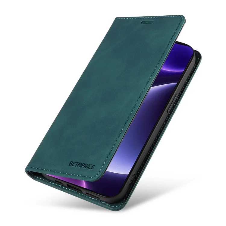 BETOPNICE 003 RFID Blocking Shell per Xiaomi Redmi Note 12 Turbo / Poco F5 5G Custodia Portafoglio Telefono in Pelle con Supporto - Verde