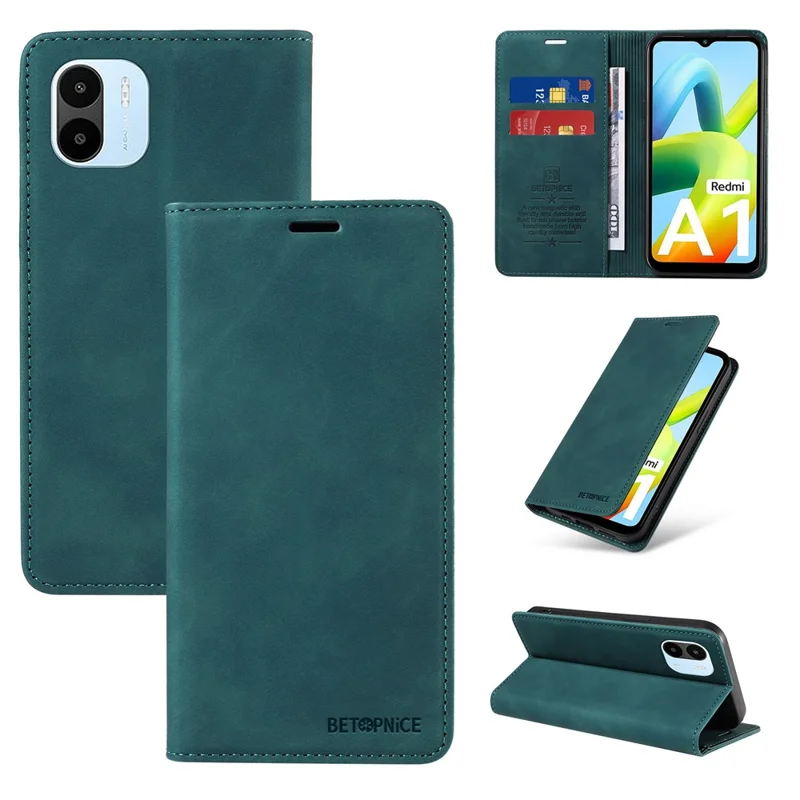BETOPNICE 003 Per Xiaomi Redmi A1 4G / A2 4G Custodia Portafoglio RFID Blocking Custodia in Pelle con Supporto - Verde